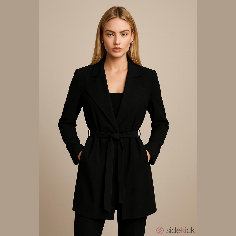Aritzia Black Belted Tailored Trench Coat